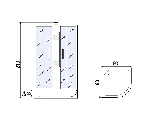 Заказать Душевая кабина River Rein 90x90 МТ Б/К 10000002413 с поддоном в магазине сантехники Santeh-Crystal.ru