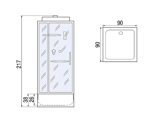 Купить Душевая кабина River Tana 90x90 10000003115 с поддоном в магазине сантехники Santeh-Crystal.ru