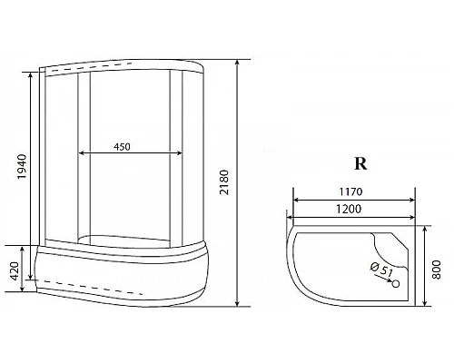 Купить Душевая кабина Timo Eco 120х80 TE-0720PR без гидромассажа в магазине сантехники Santeh-Crystal.ru