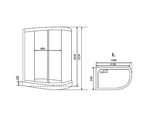 Заказать Душевая кабина Timo Standart 120х85 T-5502L без гидромассажа в магазине сантехники Santeh-Crystal.ru