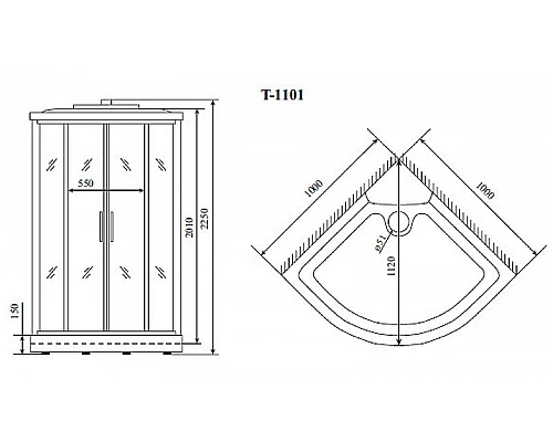 Приобрести Душевая кабина Timo Standart 100х100 T-1101P без гидромассажа в магазине сантехники Santeh-Crystal.ru