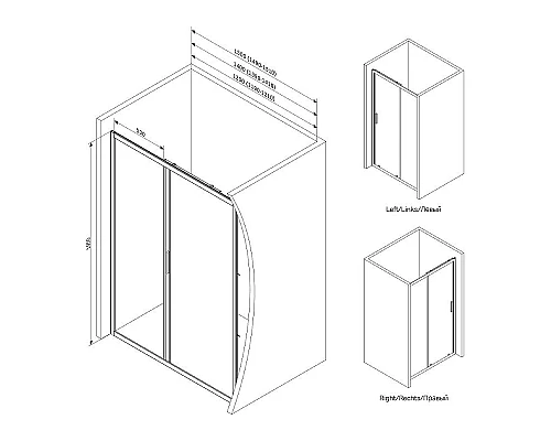Заказать Душевая дверь AM.PM Gem 150 W90G-150-1-195MT профиль Хром матовый стекло прозрачное в магазине сантехники Santeh-Crystal.ru