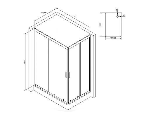 Купить Душевой уголок AM.PM Gem 120x90 W90G-404-120290-MT профиль Хром матовый стекло прозрачное в магазине сантехники Santeh-Crystal.ru