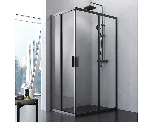 Заказать Душевой уголок AM.PM Gem S 120х80 W93G-404-120280-BT профиль Черный матовый стекло прозрачное в магазине сантехники Santeh-Crystal.ru