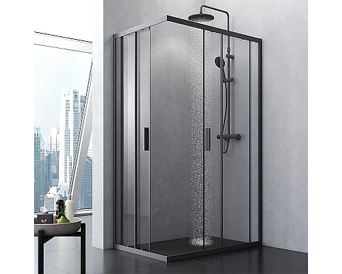Заказать Душевой уголок AM.PM Gem S 120х80 W93G-404-120280-BT профиль Черный матовый стекло прозрачное в магазине сантехники Santeh-Crystal.ru