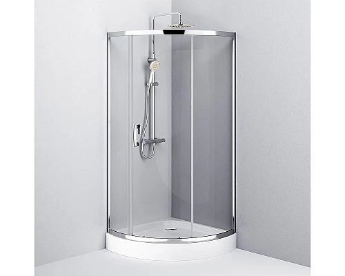 Купить Душевой уголок AM.PM Like Solo Slide 90x90 W83G-315-090CT профиль Хром глянцевый стекло прозрачное в магазине сантехники Santeh-Crystal.ru