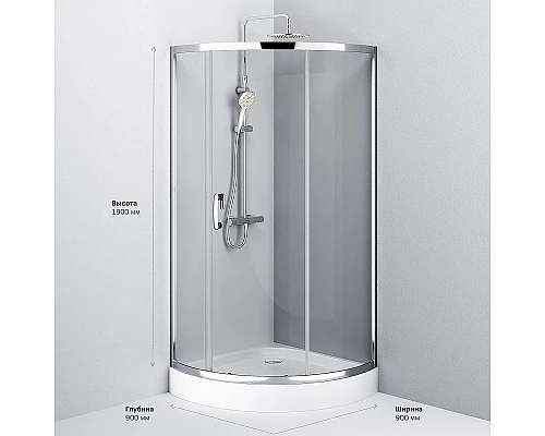 Купить Душевой уголок AM.PM Like Solo Slide 90x90 W83G-315-090CT профиль Хром глянцевый стекло прозрачное в магазине сантехники Santeh-Crystal.ru