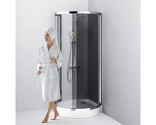 Купить Душевой уголок AM.PM Like Round 95х95 W83G-333-095CG профиль Хром глянцевый стекло тонированное в магазине сантехники Santeh-Crystal.ru