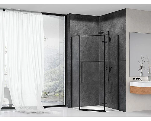 Купить Душевой уголок Abber 90х90 AG05090B фурнитура Черная стекло прозрачное в магазине сантехники Santeh-Crystal.ru