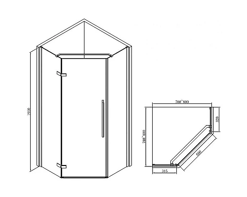 Купить Душевой уголок Abber 100х100 AG05100B профиль Черный стекло прозрачное в магазине сантехники Santeh-Crystal.ru