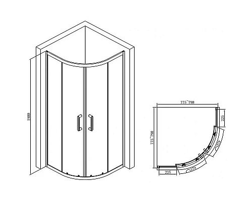 Приобрести Душевой уголок Abber 80х80 AG01080B профиль Черный стекло прозрачное в магазине сантехники Santeh-Crystal.ru