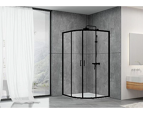 Купить Душевой уголок Abber 100х100 AG01100B профиль Черный стекло прозрачное в магазине сантехники Santeh-Crystal.ru
