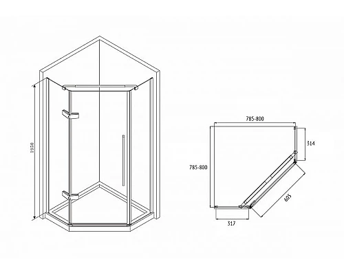 Приобрести Душевой уголок Abber Ewiges Wasser 80х80 AG05080B профиль Черный стекло прозрачное в магазине сантехники Santeh-Crystal.ru