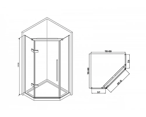 Заказать Душевой уголок Abber Ewiges Wasser 80х80 AG05080 профиль Хром стекло прозрачное в магазине сантехники Santeh-Crystal.ru