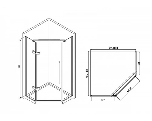 Заказать Душевой уголок Abber Ewiges Wasser 100х100 AG05100 профиль Хром стекло прозрачное в магазине сантехники Santeh-Crystal.ru