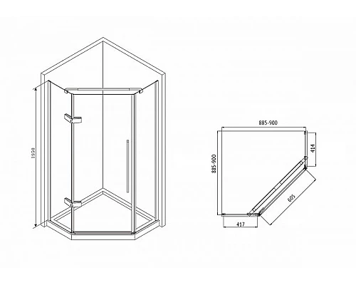 Заказать Душевой уголок Abber Ewiges Wasser 90х90 AG05090 профиль Хром стекло прозрачное в магазине сантехники Santeh-Crystal.ru