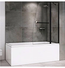 Шторка на ванну Abber Ewiges Wasser AG50100B профиль Черный стекло прозрачное