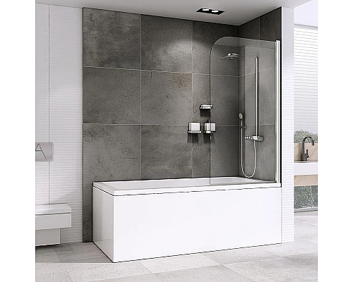 Приобрести Шторка на ванну Abber Ewiges Wasser 100х140 AG52100 профиль Хром стекло прозрачное в магазине сантехники Santeh-Crystal.ru