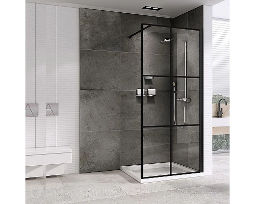 Заказать Душевая перегородка Abber Immer Offen 90 AG62090B профиль Черный стекло прозрачное в магазине сантехники Santeh-Crystal.ru