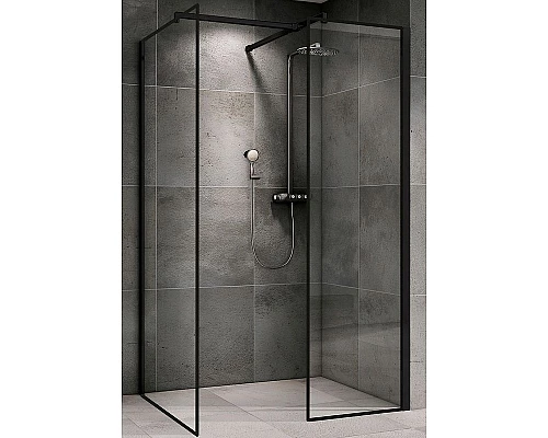 Приобрести Душевая перегородка Abber Immer Offen 120 AG67129B профиль Черный стекло прозрачное в магазине сантехники Santeh-Crystal.ru