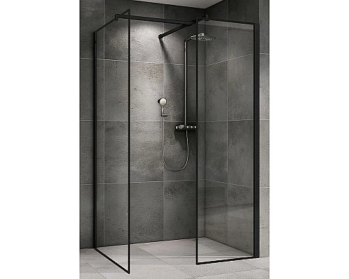 Приобрести Душевая перегородка Abber Immer Offen 120 AG67129B профиль Черный стекло прозрачное в магазине сантехники Santeh-Crystal.ru
