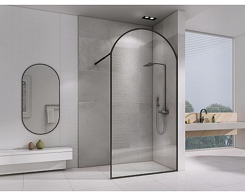 Душевая перегородка Abber Immer Offen 120 AG64120BN профиль Черный стекло прозрачное