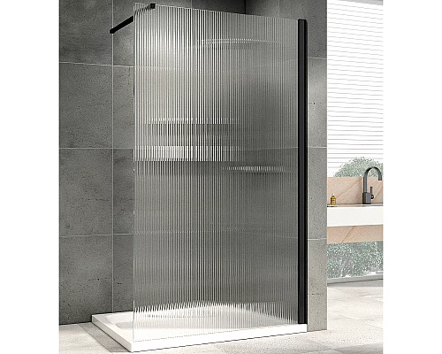 Душевая перегородка Abber Immer Offen 90 AG61091R8 профиль Черный стекло рифленое