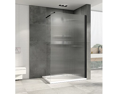 Душевая перегородка Abber Immer Offen 90 AG61091R8 профиль Черный стекло рифленое