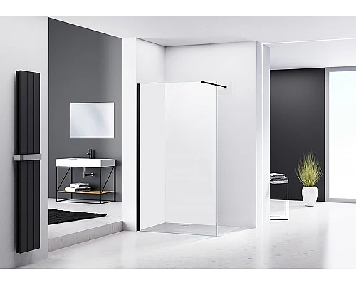 Купить Душевая перегородка Abber AG61100B 100x200 профиль Черный стекло прозрачное в магазине сантехники Santeh-Crystal.ru