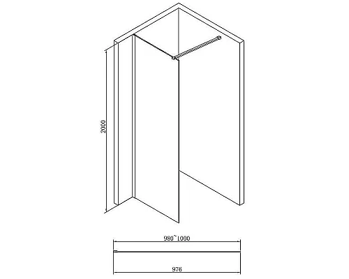 Купить Душевая перегородка Abber AG61100B 100x200 профиль Черный стекло прозрачное в магазине сантехники Santeh-Crystal.ru