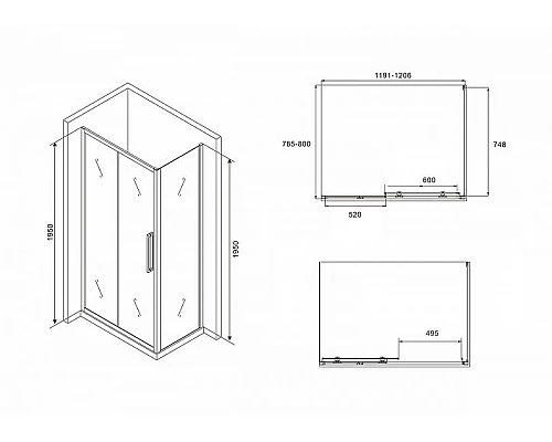 Заказать Душевой уголок Abber Schwarzer Diamant 120х80 AG30120BH-S80B профиль Черный стекло прозрачное в магазине сантехники Santeh-Crystal.ru