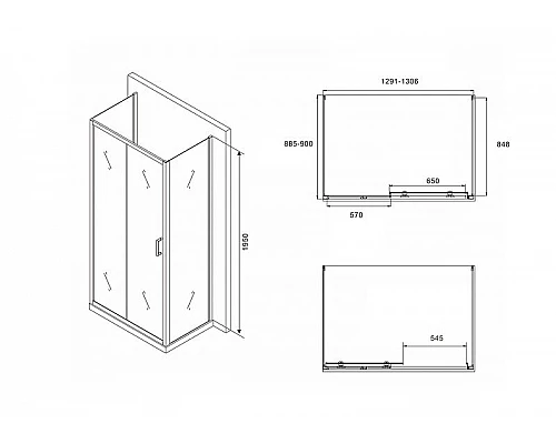 Приобрести Душевой уголок Abber Schwarzer Diamant 130х90 AG30130B-S90B-S90B профиль Черный стекло прозрачное в магазине сантехники Santeh-Crystal.ru