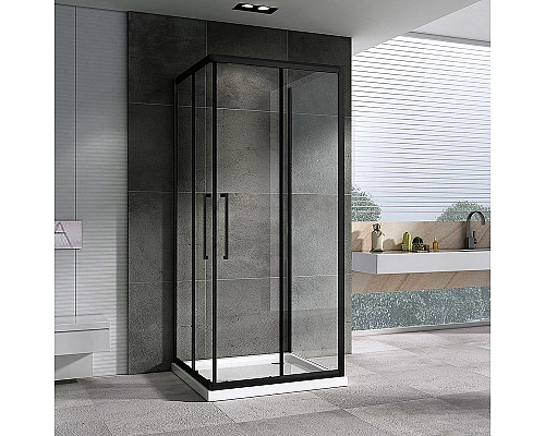 Приобрести Душевой уголок Abber Schwarzer Diamant 100х100 AG02100BH-S100B профиль Черный стекло прозрачное в магазине сантехники Santeh-Crystal.ru