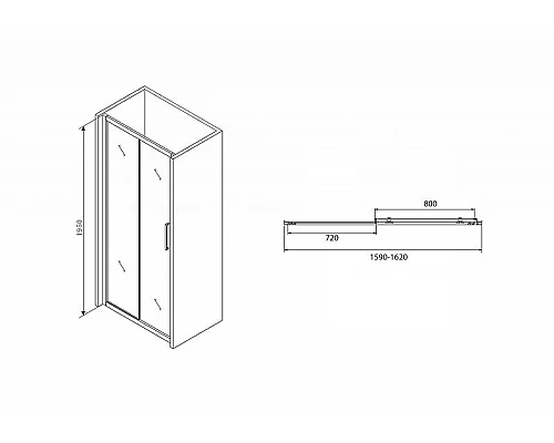 Приобрести Душевая дверь Abber Schwarzer Diamant 160 AG30160BH профиль Черный стекло прозрачное в магазине сантехники Santeh-Crystal.ru