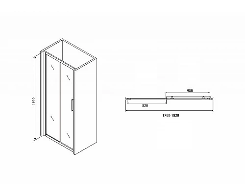 Купить Душевая дверь Abber Schwarzer Diamant 180 AG30180BH профиль Черный стекло прозрачное в магазине сантехники Santeh-Crystal.ru