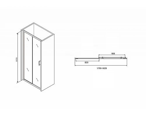 Заказать Душевая дверь Abber Schwarzer Diamant 180 AG30180B профиль Черный стекло прозрачное в магазине сантехники Santeh-Crystal.ru