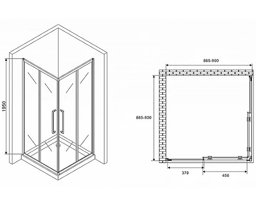 Заказать Душевой уголок Abber Schwarzer Diamant 90x90 AG02090H профиль Хром стекло прозрачное в магазине сантехники Santeh-Crystal.ru