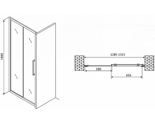 Заказать Душевая дверь Abber Schwarzer Diamant 130 AG30130H профиль Хром стекло прозрачное в магазине сантехники Santeh-Crystal.ru