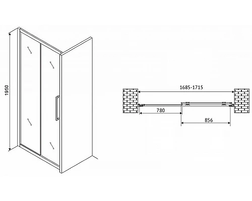 Заказать Душевая дверь Abber Schwarzer Diamant 170 AG30170H профиль Хром стекло прозрачное в магазине сантехники Santeh-Crystal.ru
