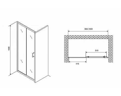 Заказать Душевая дверь Abber Schwarzer Diamant 100 AG30100B5 профиль Черный стекло прозрачное в магазине сантехники Santeh-Crystal.ru