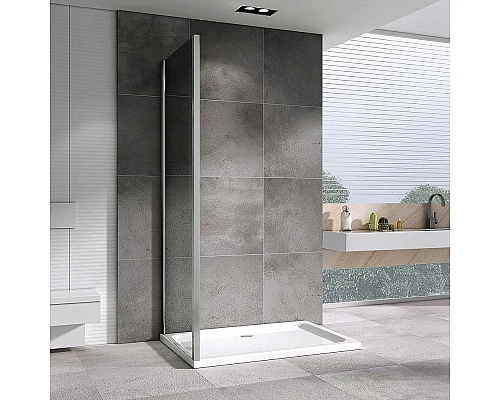 Купить Душевая стенка Abber Schwarzer Diamant 80x195 S80 профиль Хром стекло прозрачное в магазине сантехники Santeh-Crystal.ru