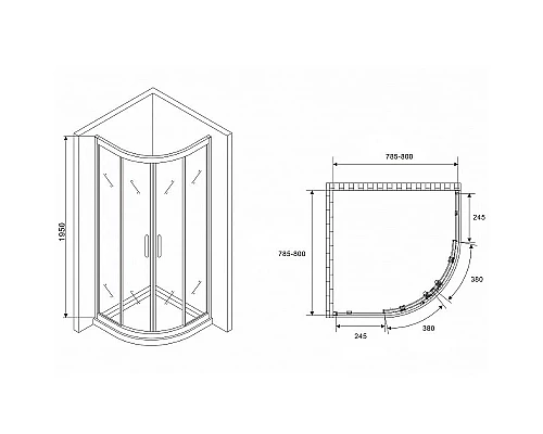 Приобрести Душевой уголок Abber Schwarzer Diamant 80x80 AG01080M профиль Хром стекло матовое в магазине сантехники Santeh-Crystal.ru