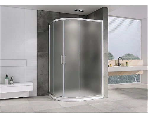 Купить Душевой уголок Abber Schwarzer Diamant 100x80 AG01180M профиль Хром стекло матовое в магазине сантехники Santeh-Crystal.ru