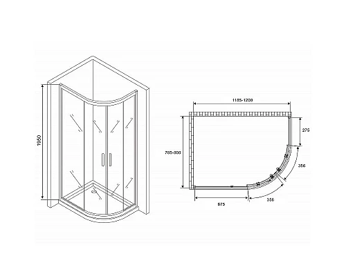 Купить Душевой уголок Abber Schwarzer Diamant 120x80 AG01128B профиль Черный стекло прозрачное в магазине сантехники Santeh-Crystal.ru