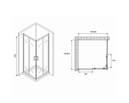 Купить Душевой уголок Abber Schwarzer Diamant 80x80 AG020805 профиль Хром стекло прозрачное в магазине сантехники Santeh-Crystal.ru