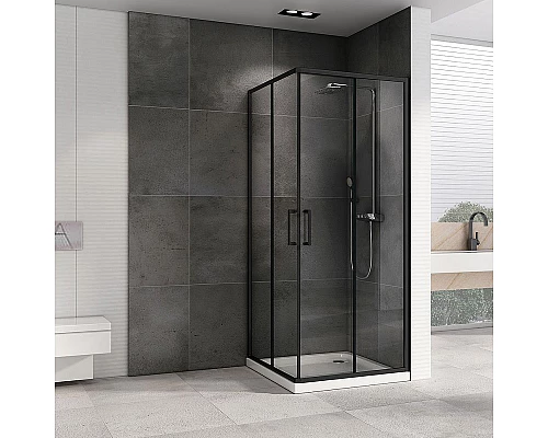 Купить Душевой уголок Abber Schwarzer Diamant 80x80 AG02080B5 профиль Черный стекло прозрачное в магазине сантехники Santeh-Crystal.ru