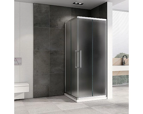 Приобрести Душевой уголок Abber Schwarzer Diamant 90x90 AG02090MH профиль Хром стекло матовое в магазине сантехники Santeh-Crystal.ru