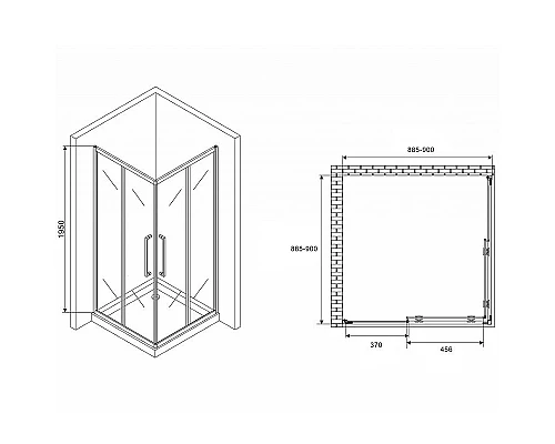 Приобрести Душевой уголок Abber Schwarzer Diamant 90x90 AG02090MH профиль Хром стекло матовое в магазине сантехники Santeh-Crystal.ru