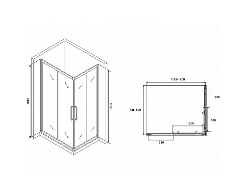 Купить Душевой уголок Abber Schwarzer Diamant 120x80 AG02128BH профиль Черный стекло прозрачное в магазине сантехники Santeh-Crystal.ru