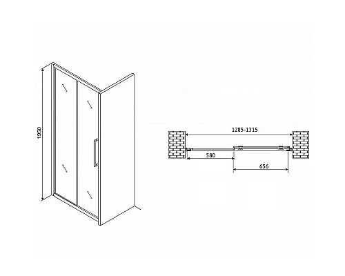 Приобрести Душевая дверь Abber Schwarzer Diamant 130 AG30130MH профиль Хром стекло матовое в магазине сантехники Santeh-Crystal.ru